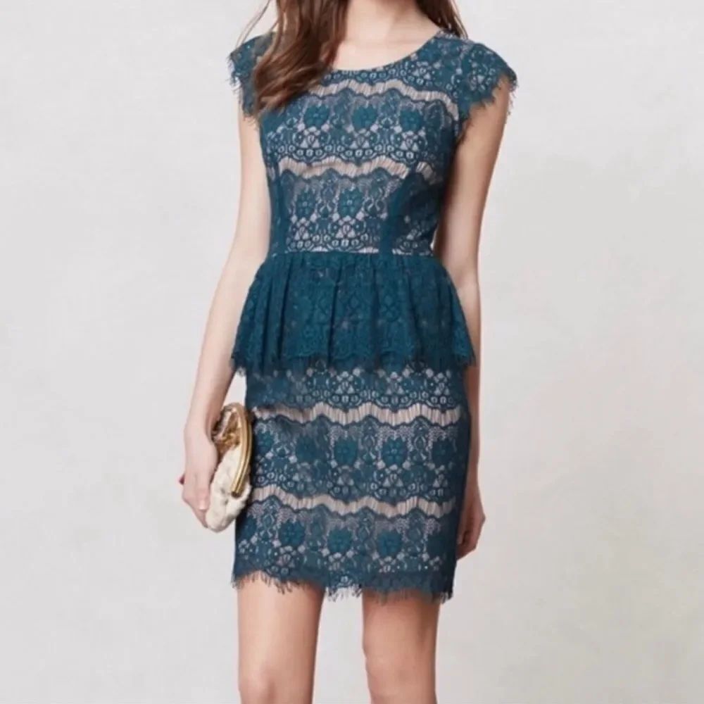 MAEVE | anthropologie elsa peplum sheath teal color dress XS